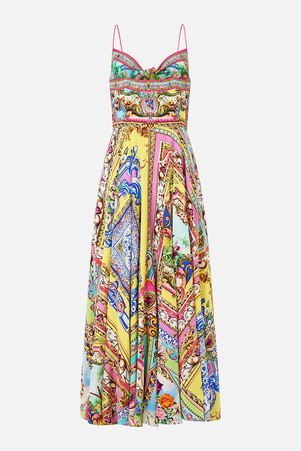 The CAMILLA Long Dress With Tie Front in our Spirit Of Santa Maria print.