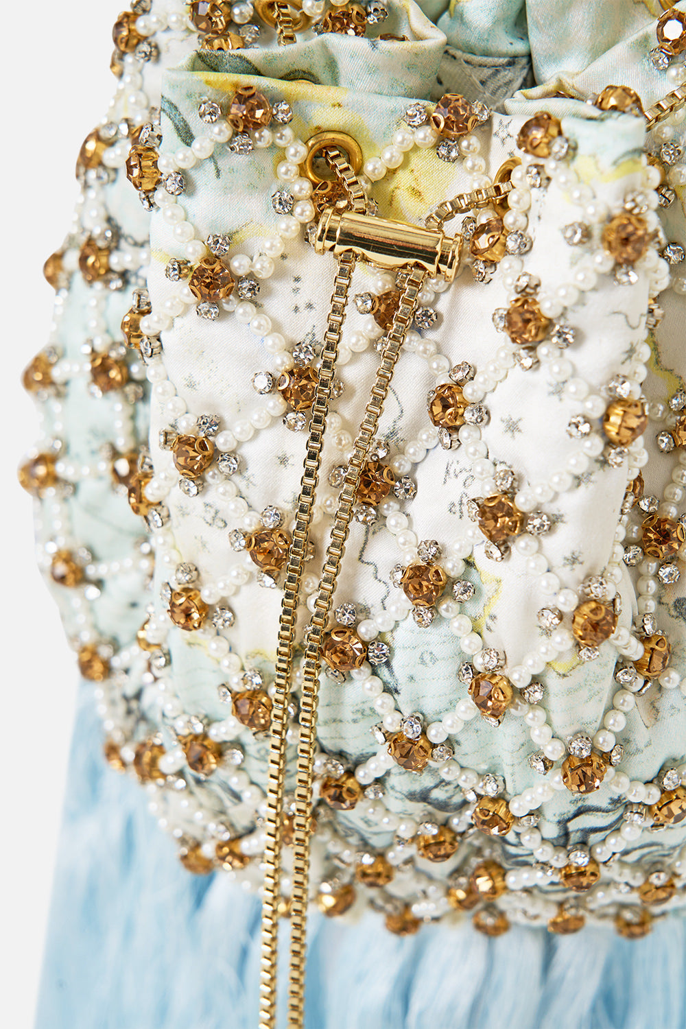 EMBELLISHED DRAWSTRING POUCH BAG WITH TASSELS MY LUCKY STARS