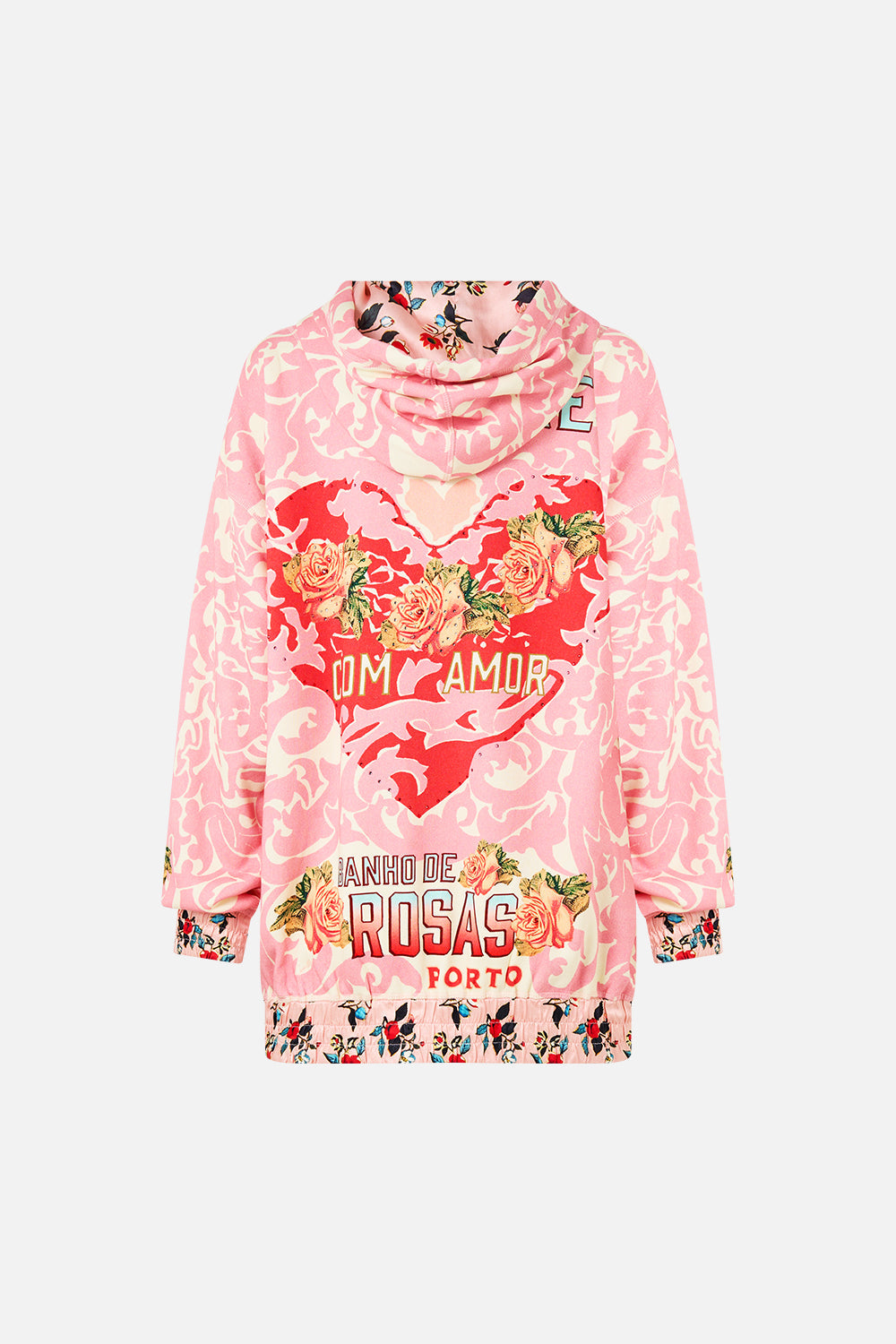 The CAMILLA Silk Band Oversized Hoodie With Pockets in our Pink Porto print.