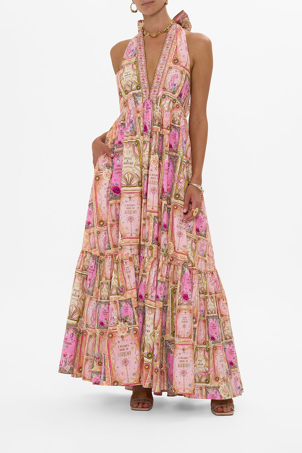 The Totally Ozmopolitan Ruffle Hem Halter Dress