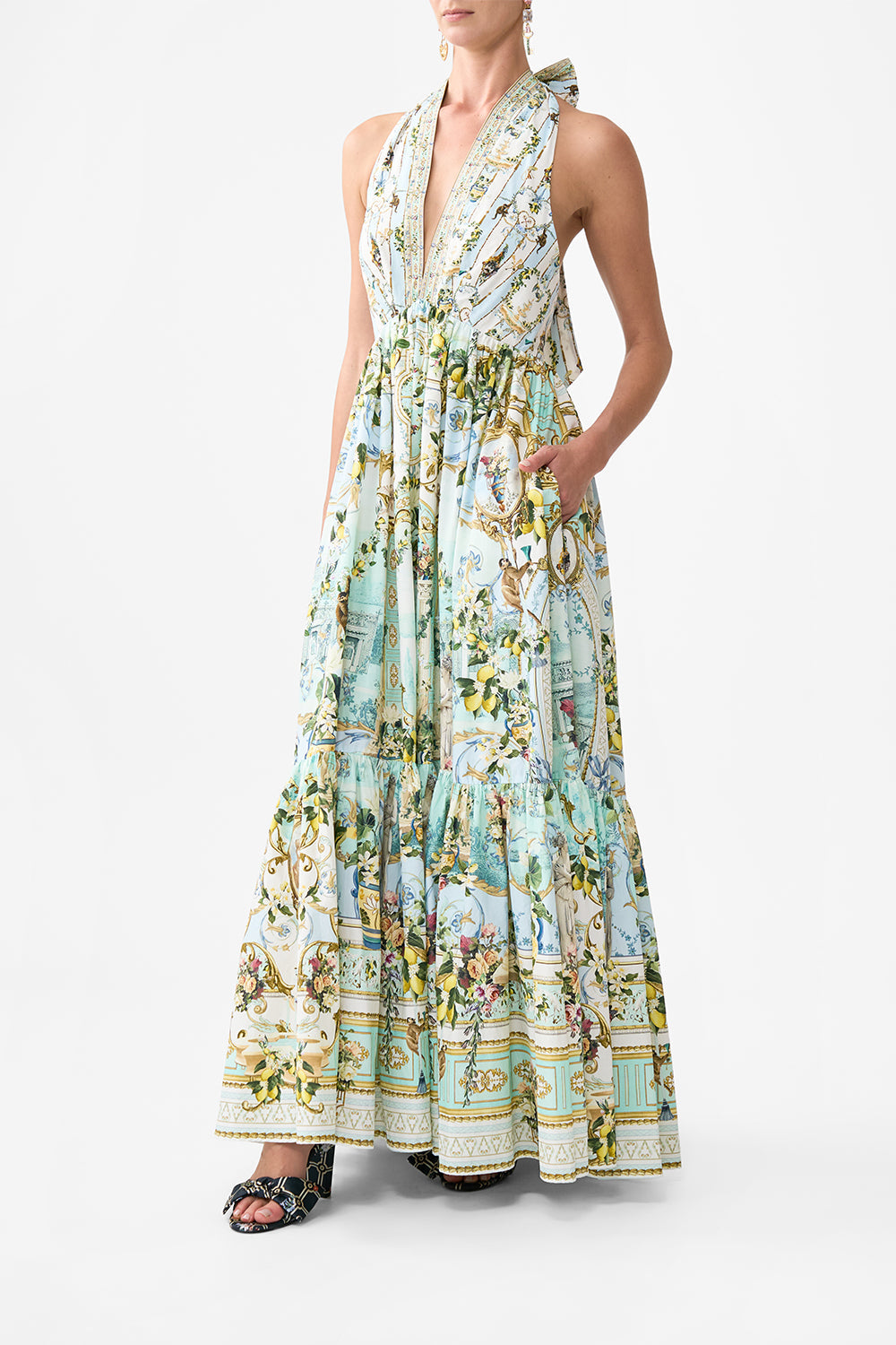 RUFFLE HEM HALTER DRESS VENUS ON A VESPA