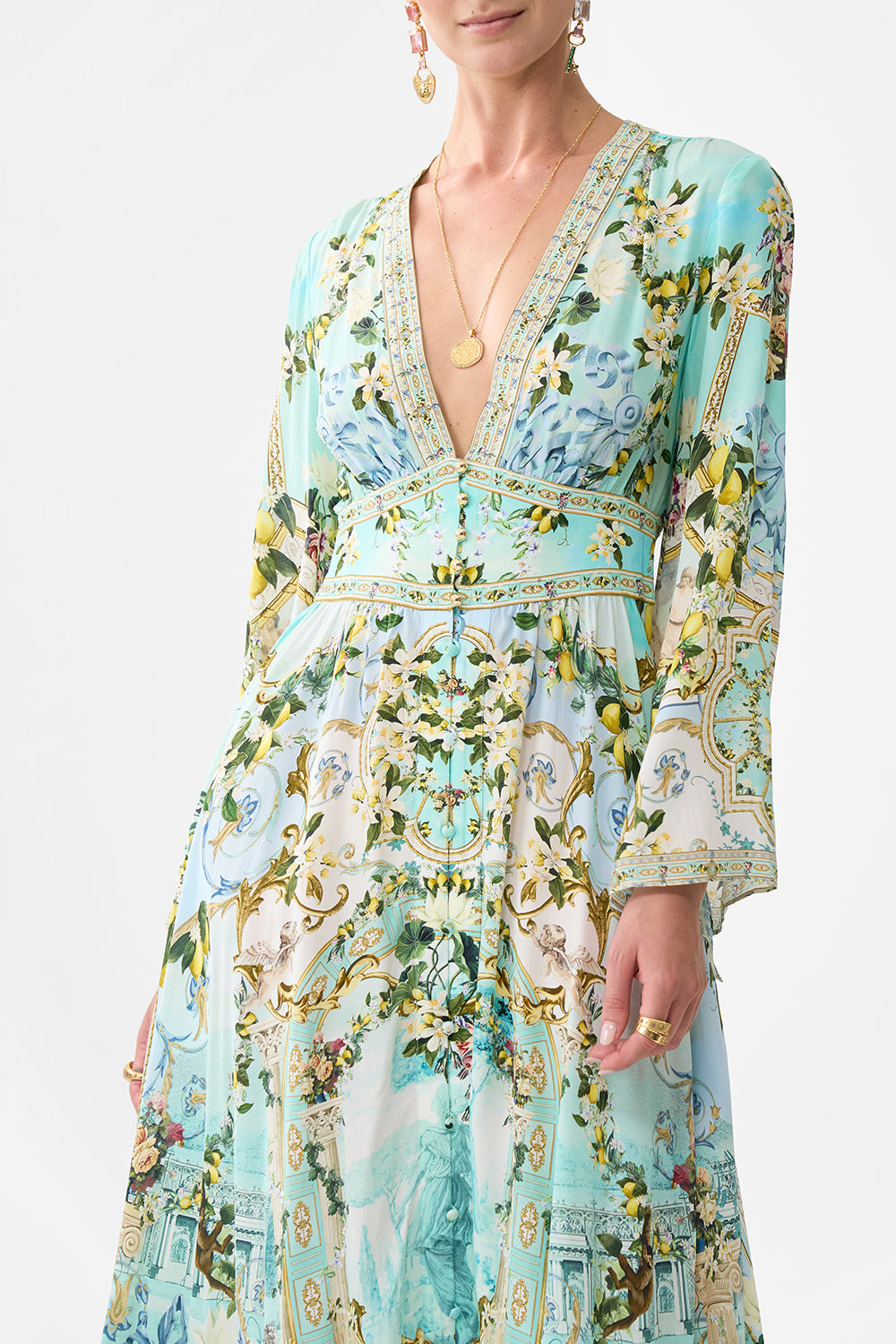 KIMONO SLEEVE DRESS WITH SHIRRING DETAIL VENUS ON A VESPA