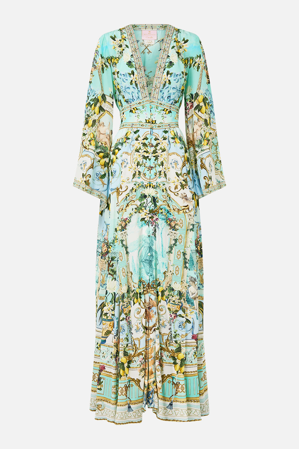 CAMILLA Kimono Sleeve Dress With Shirring Detail in Venus On A Vespa print
