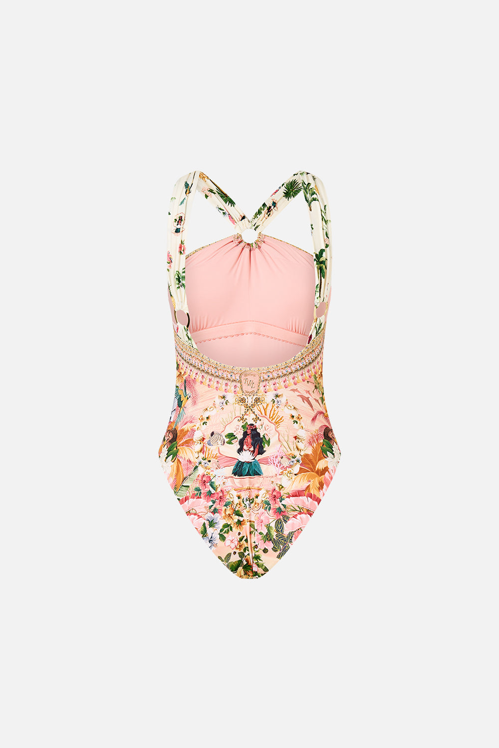 HIGH NECK ONE PIECE WITH TRIMS WELCOME TO THE WHITE LOTUS