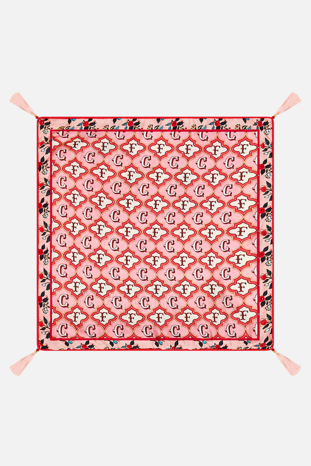 The CAMILLA Small Square Cushion in our Pink Porto print.