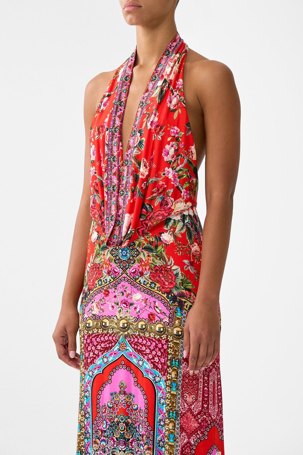 DEEP COWL PLUNGE DRESS HEIRLOOM EMPIRE