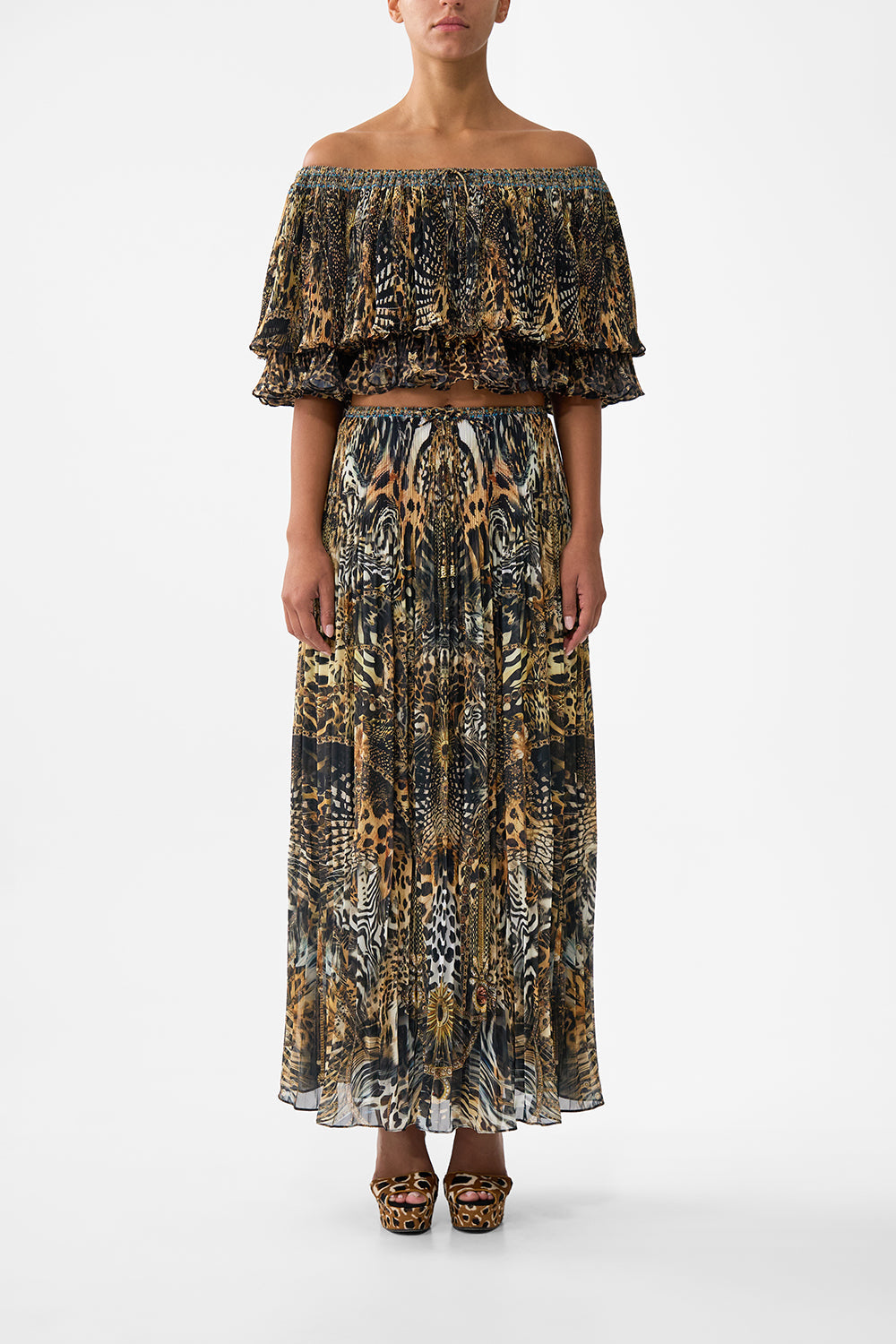 PLEATED MIDI SKIRT FELINE FOLKLORE