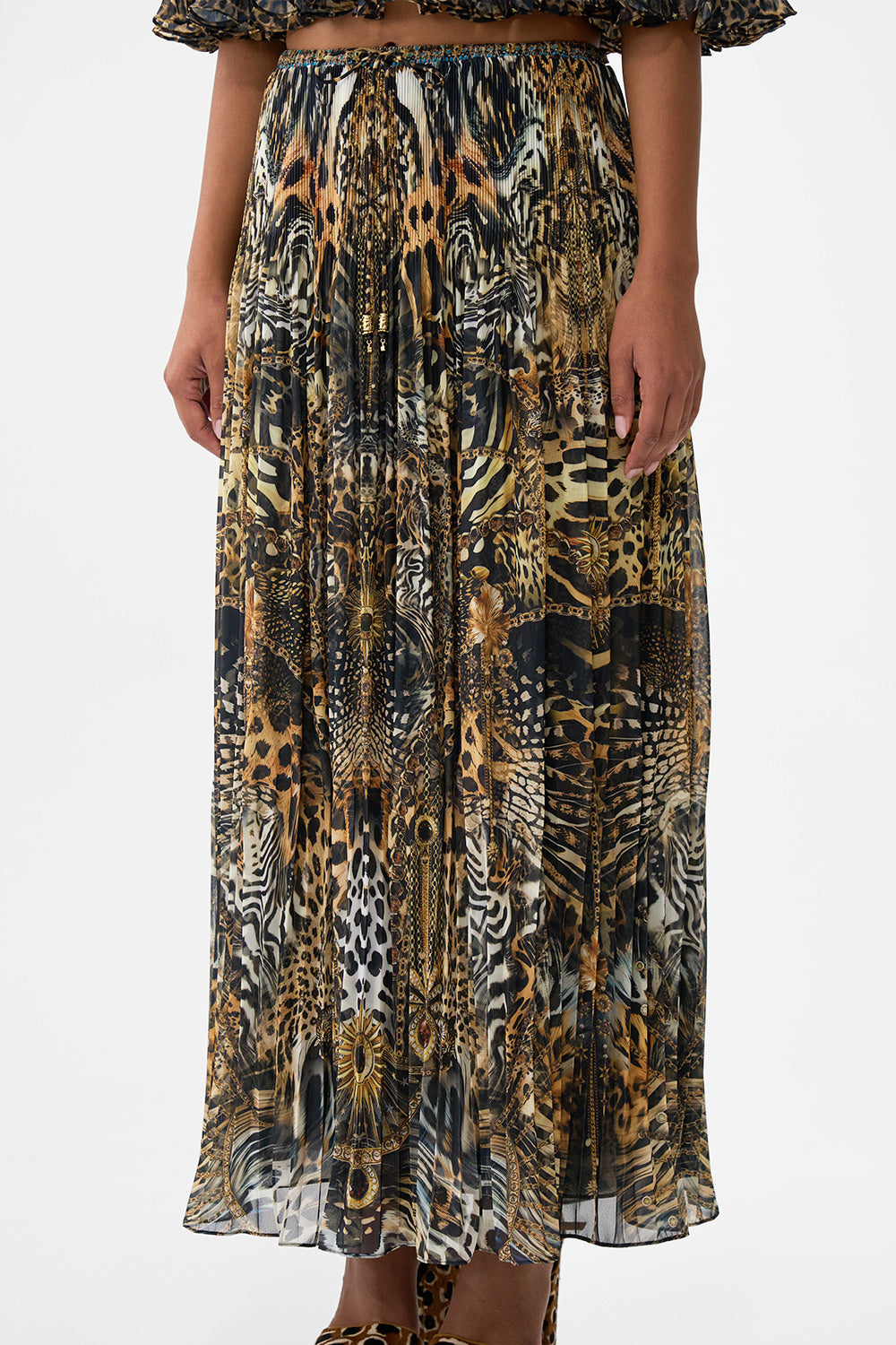 PLEATED MIDI SKIRT FELINE FOLKLORE