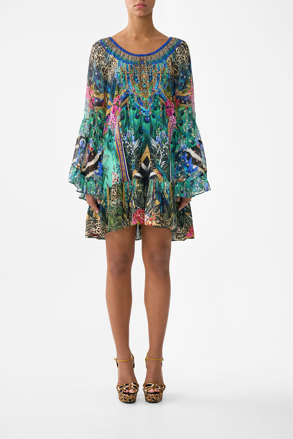 camilla a line frill dress | A-Line Animal Alchemy, 3XL BLUE-GREEN | Animal ALCHEMY Asos mini dress high cat:womens-clothing 70% Cotton Size:M(11.8