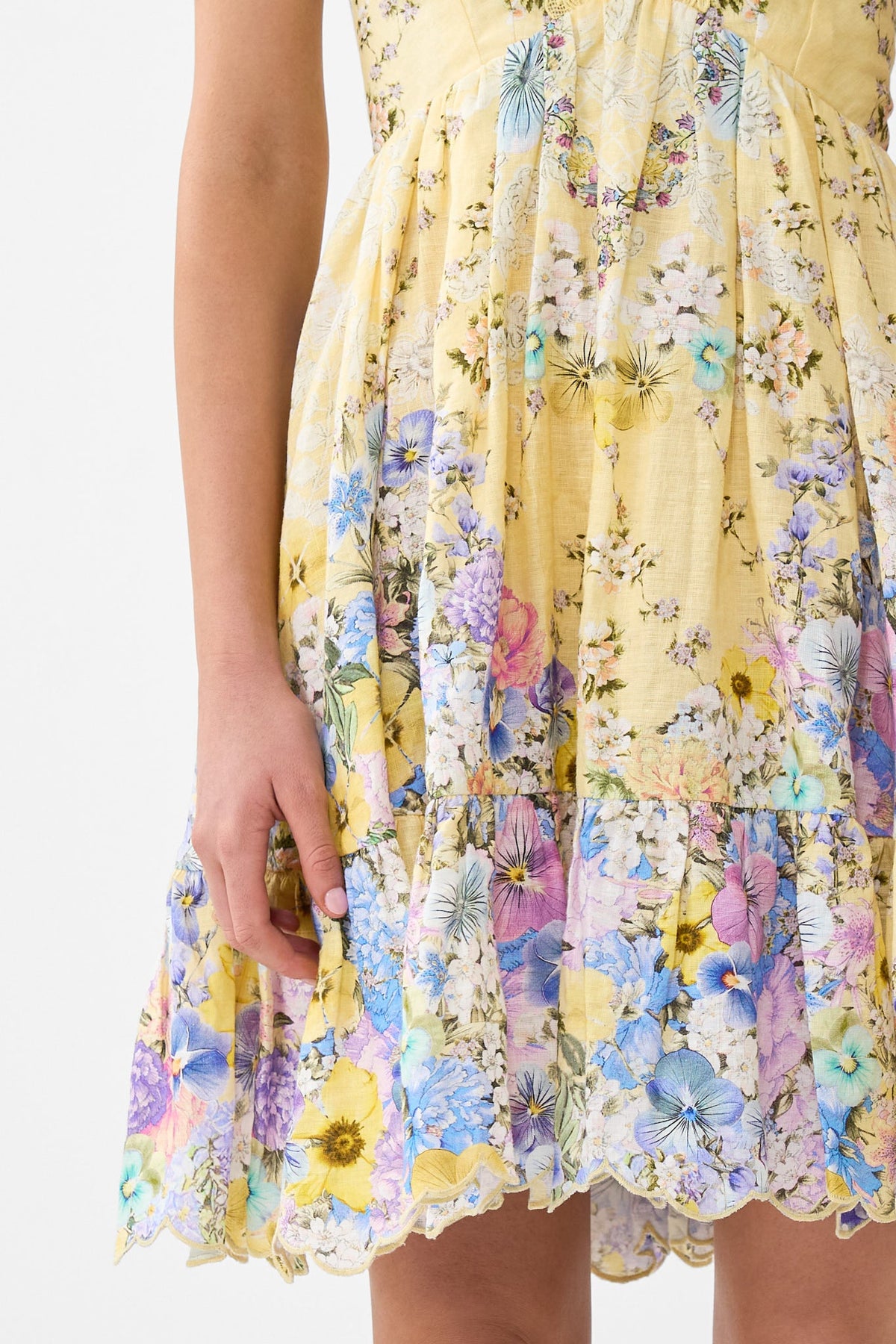 RUFFLE HEM HALTER SHORT DRESS DARLING BUDS