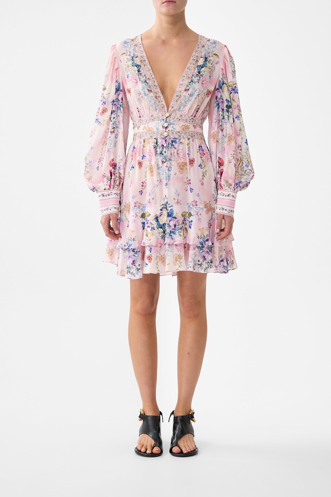 Palatial Pastels Button Front Frill Dress