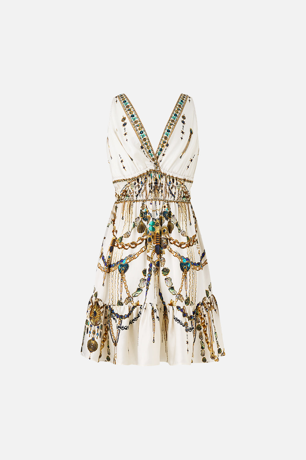 SHIRRED WAIST DETAIL MINI DRESS CHAIN GANG