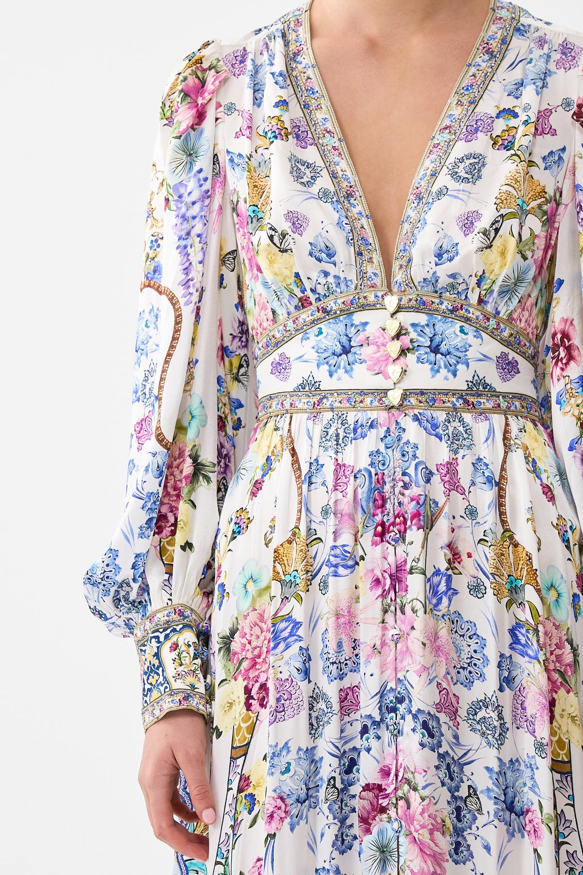 SHAPED WAISTBAND DRESS WITH GATHERED SLEEVES ALL ABOUT THAT LACE