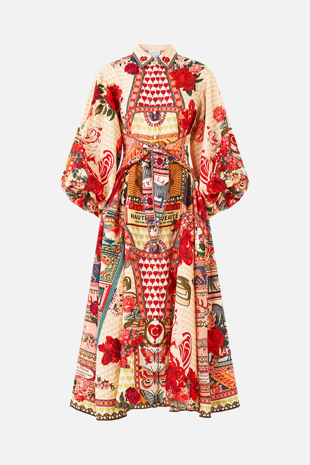 WAIST TIE SHIRT DRESS WITH BUBBLE SLEEVE HIGH CLASS HOOKAH