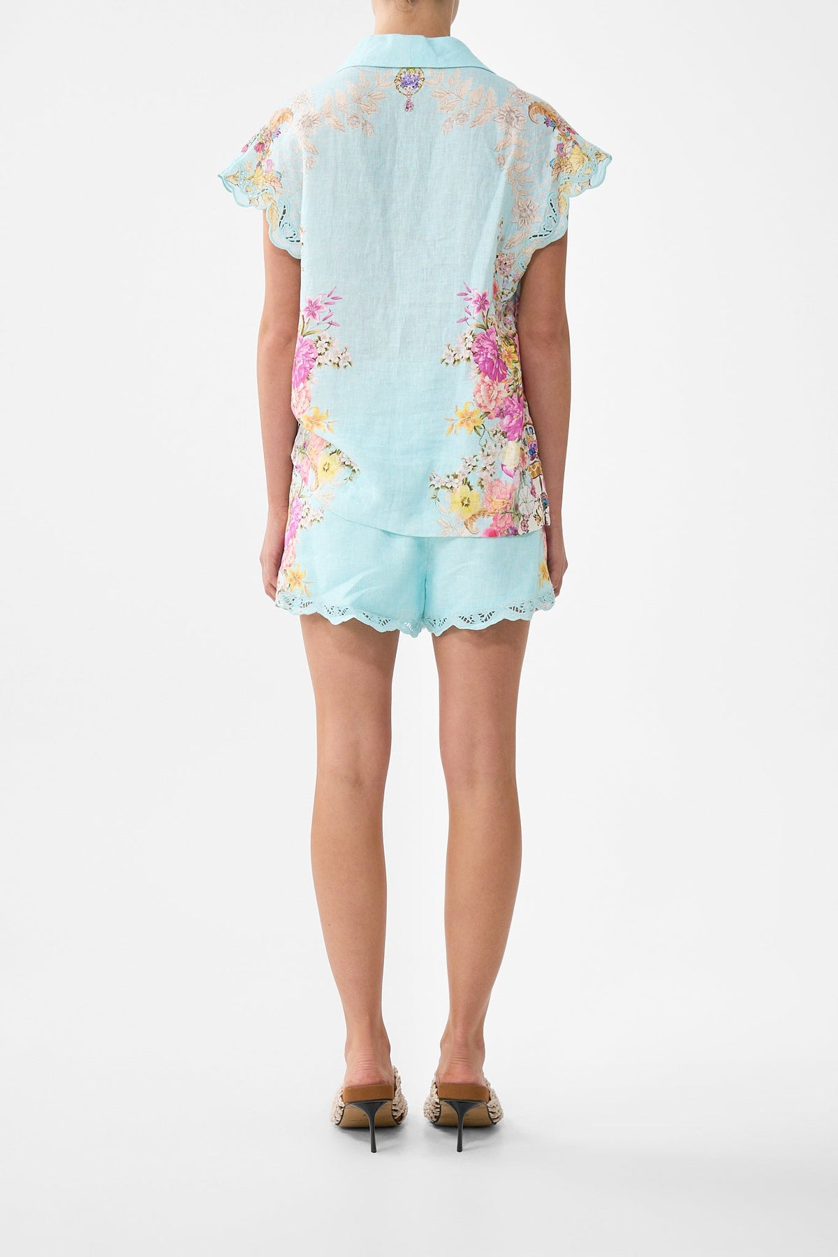 BUTTON THROUGH COLLARED TOP BAZAAR BLOOMS