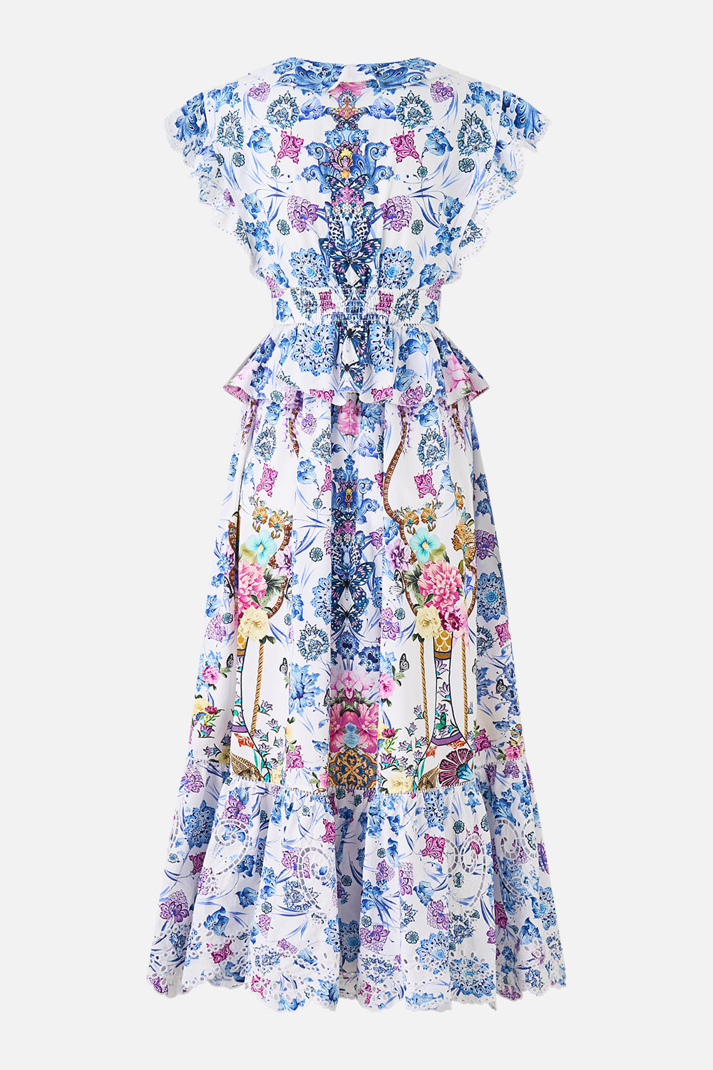 WAISTED MIDI DRESS WITH RUFFLE DETAILS ALL ABOUT THAT LACE