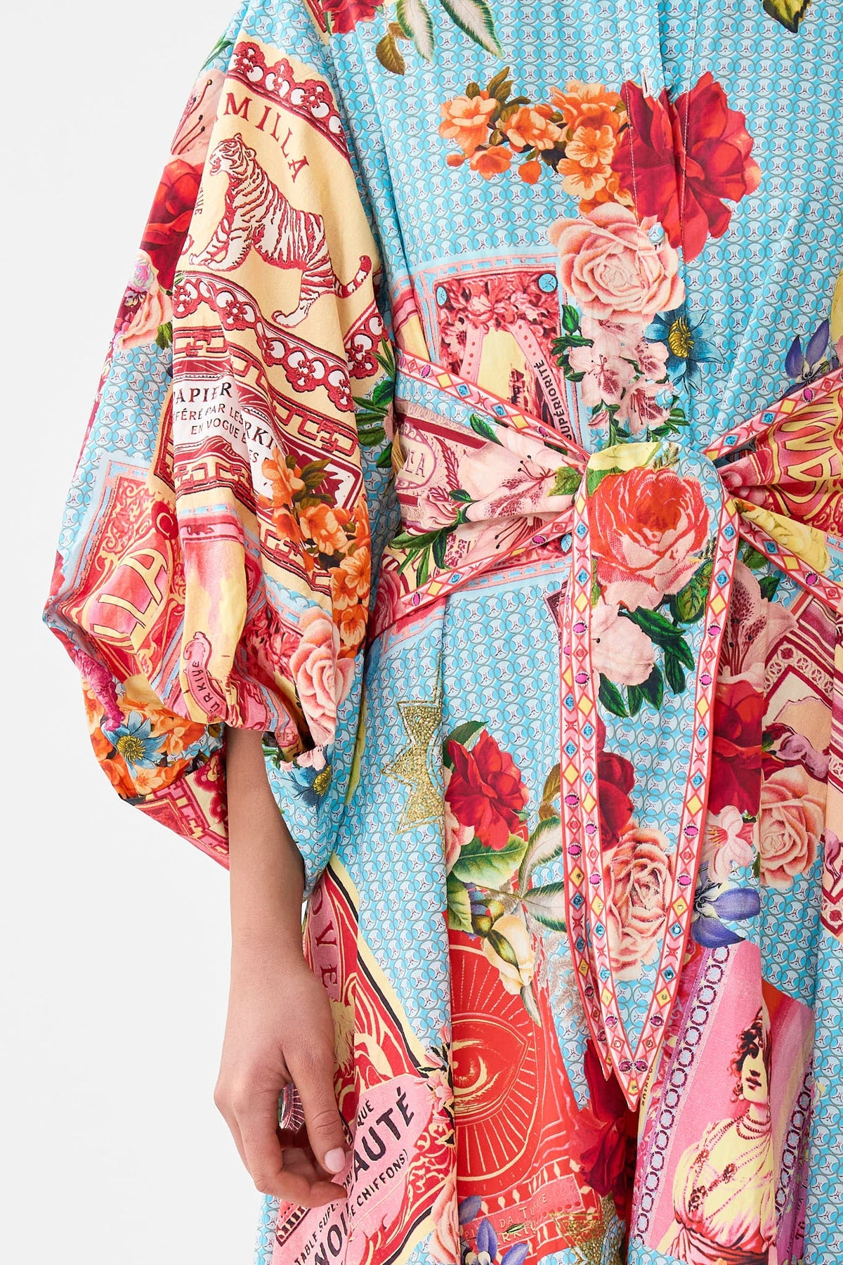 WAIST TIE SHIRT DRESS WITH BUBBLE SLEEVE PAPERS AND CURIOUS CAPERS