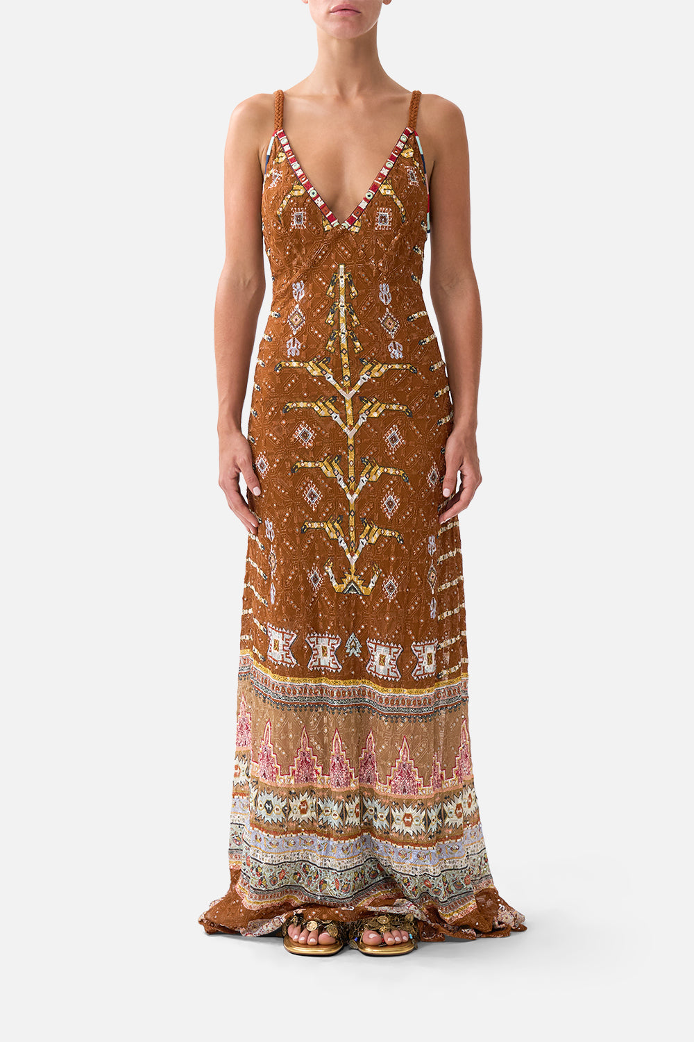 V-NECK FULL LENGTH BIAS SLIP DRESS FABRIC OF TIME