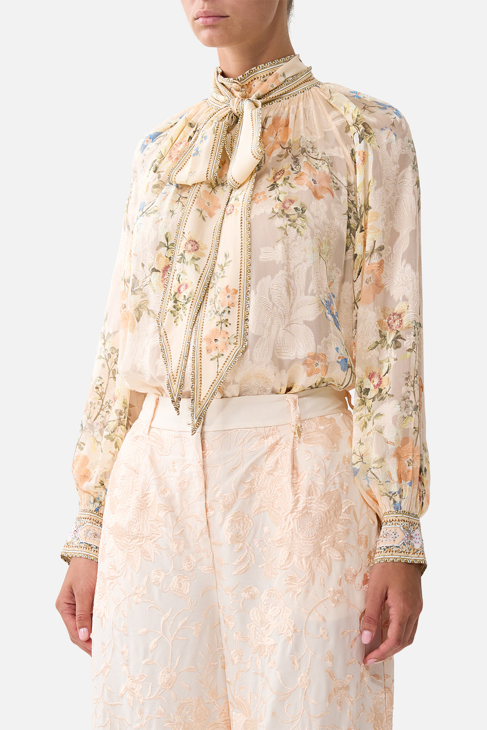 DETACHABLE PUSSY BOW RAGLAN BLOUSE TWILIGHT IN ISTANBUL