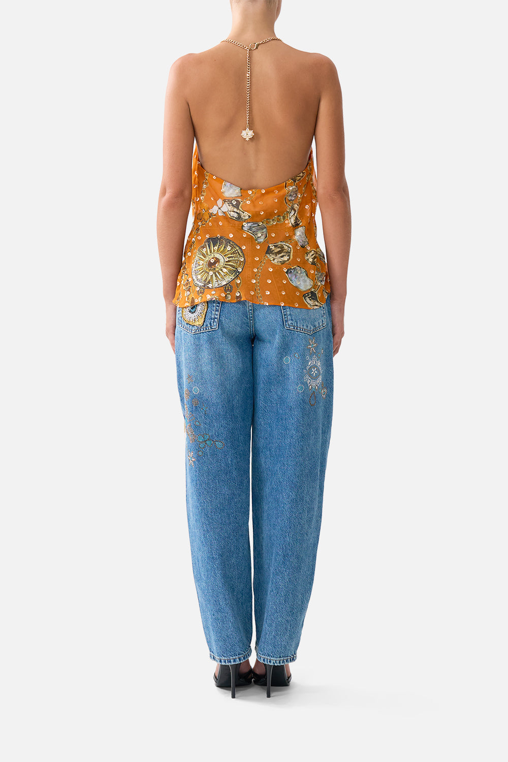 DRAPED TOP WITH HARDWARE TALISMANS OF TURKIYE