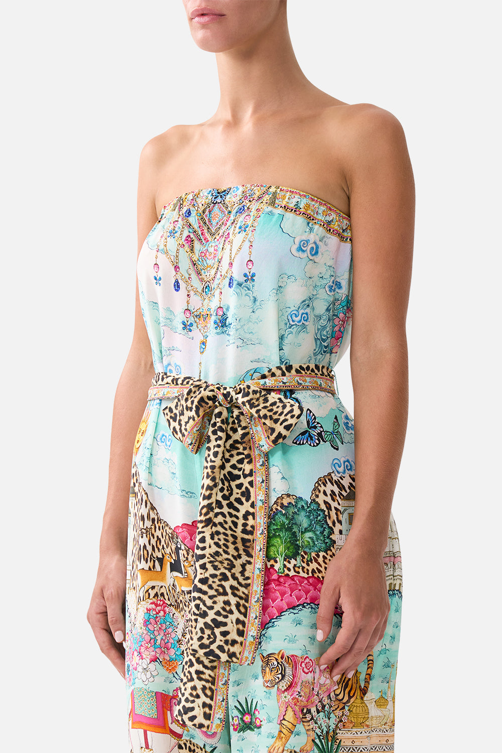 TIE WAIST STRAPLESS JUMPSUIT MINIATURE MOMENTS