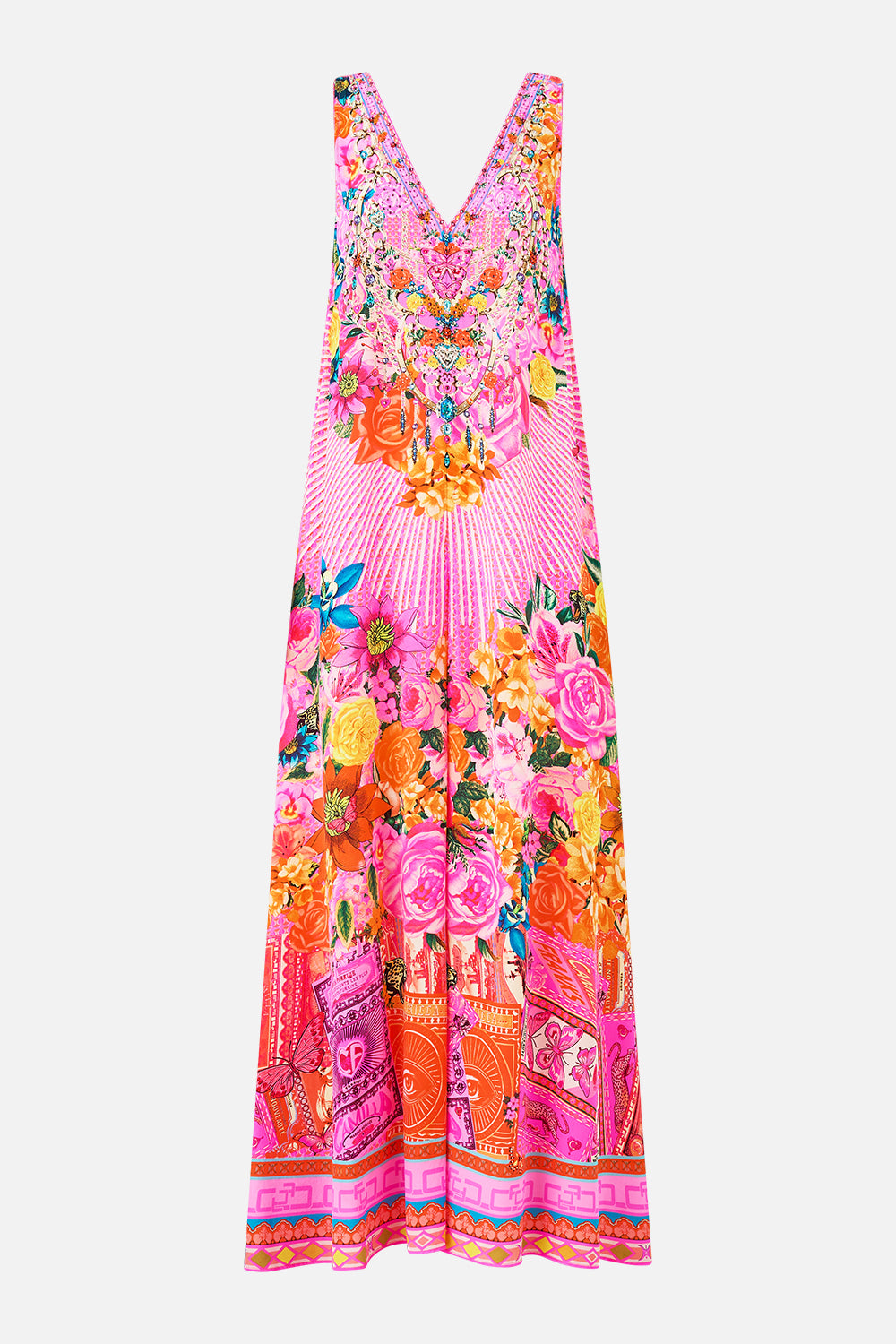 V-NECK FLARED JUMPSUIT ILLUSTRATION NATION