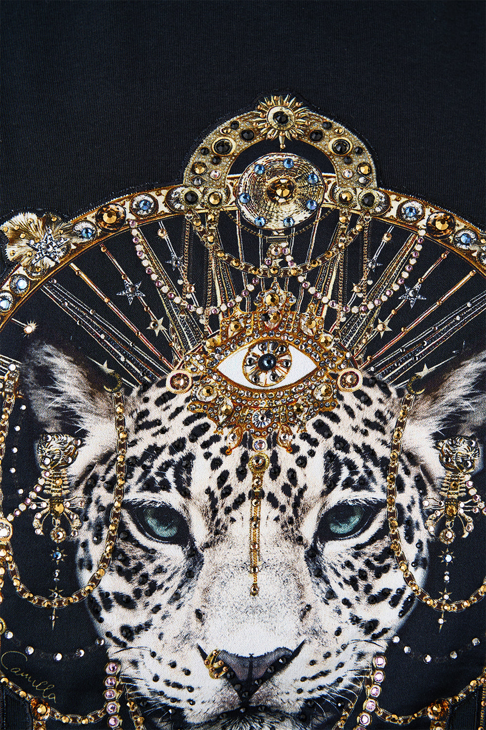 SLIM FIT ROUND NECK T-SHIRT - BLACK FELINE FOLKLORE