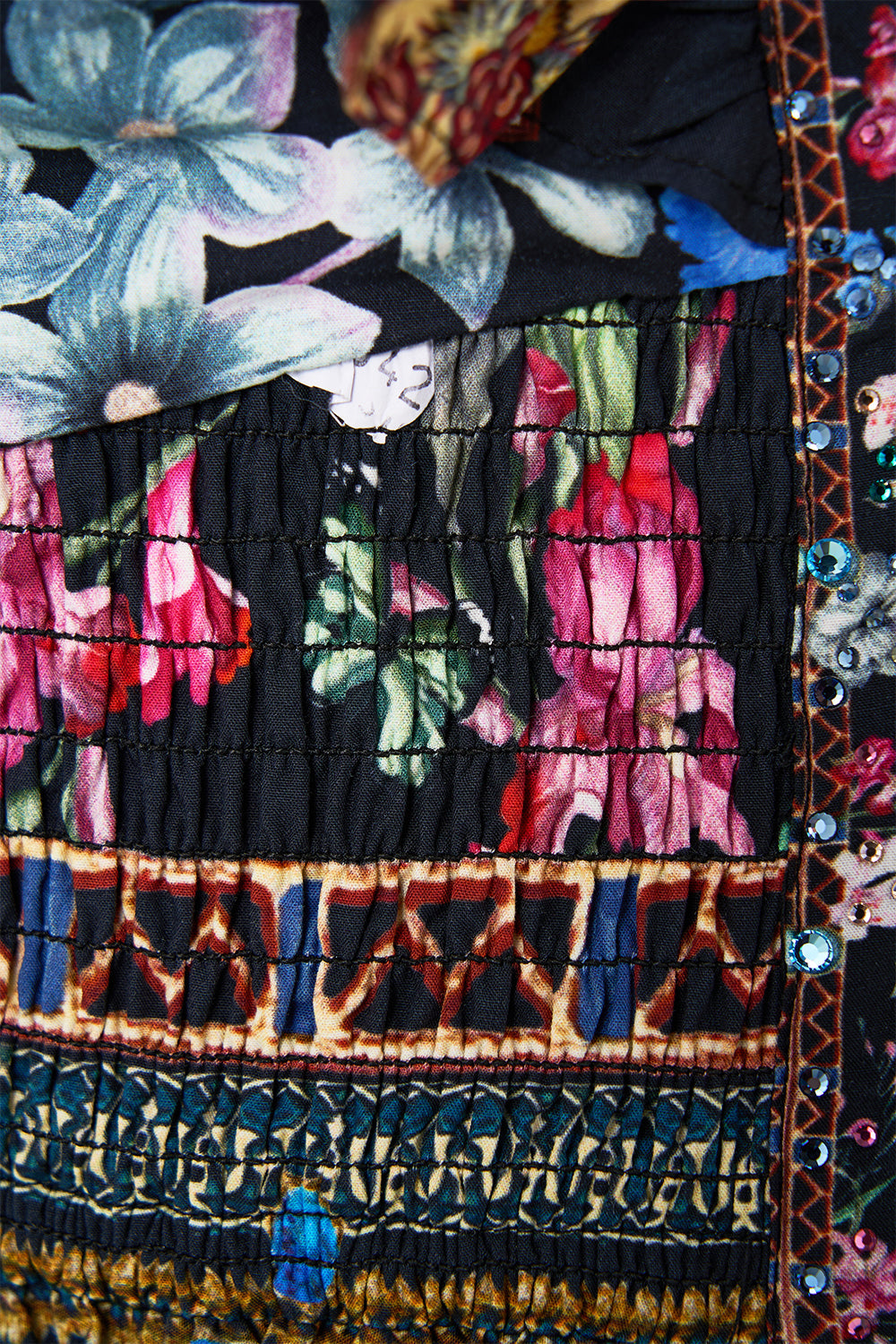 DEEP V FRILL SHORT SLEEVE TOP MIDNIGHT IN MONSERRATE