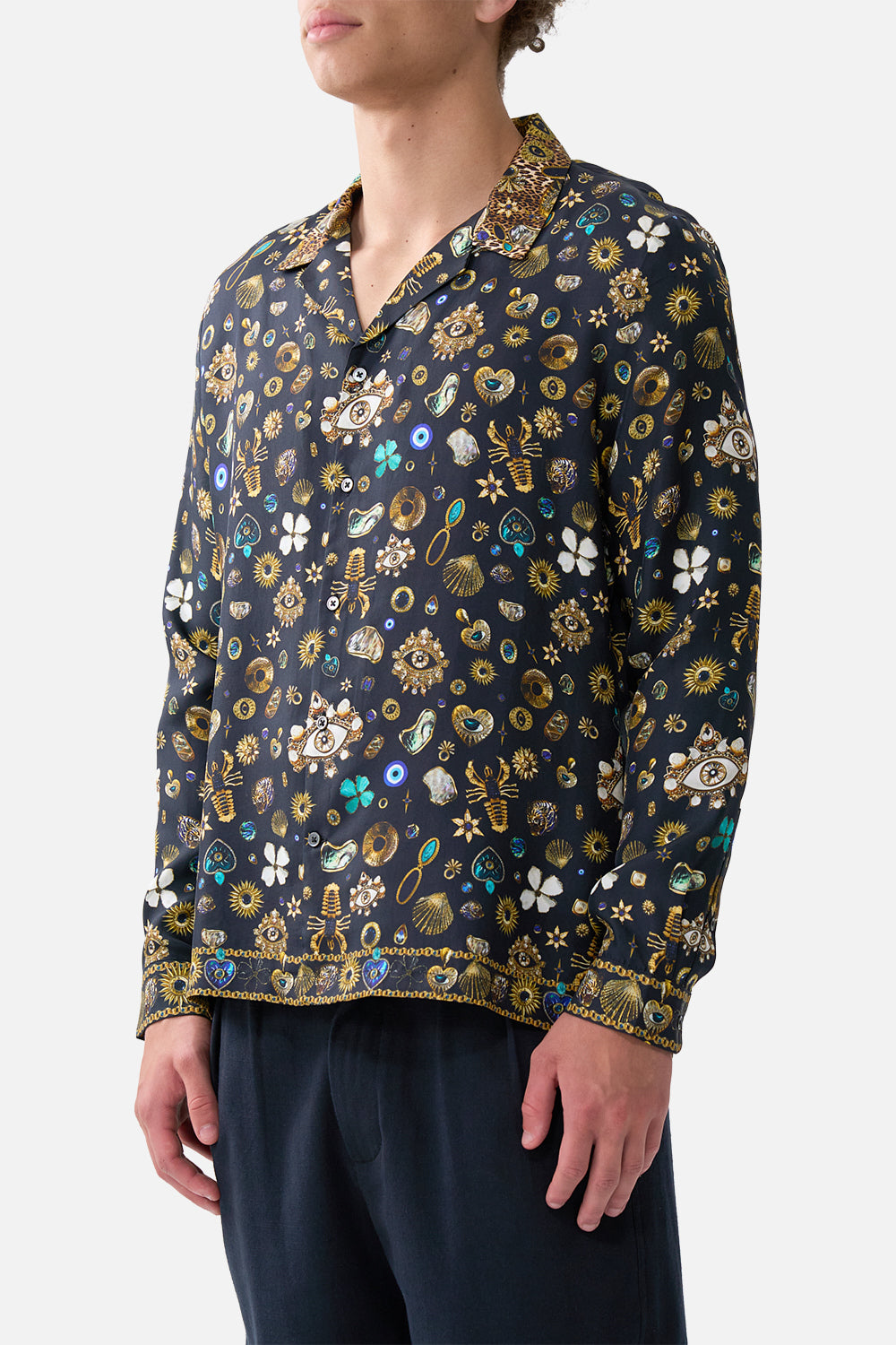 LONG SLEEVE CAMP COLLARED SHIRT AMULETS AND ALCHEMY