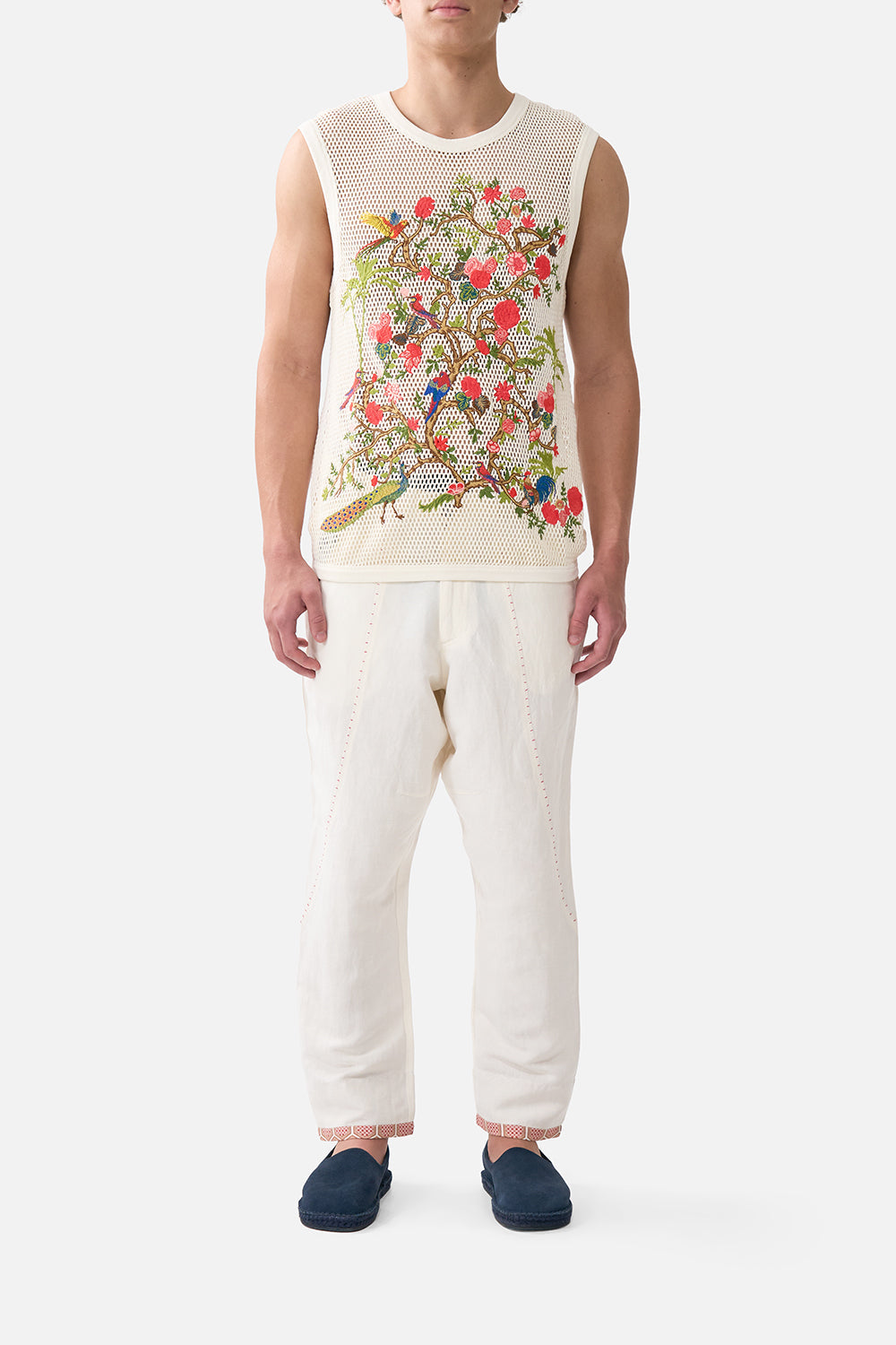 EMBROIDERED RELAXED FIT KNIT TANK SULTANS AND QUEENS