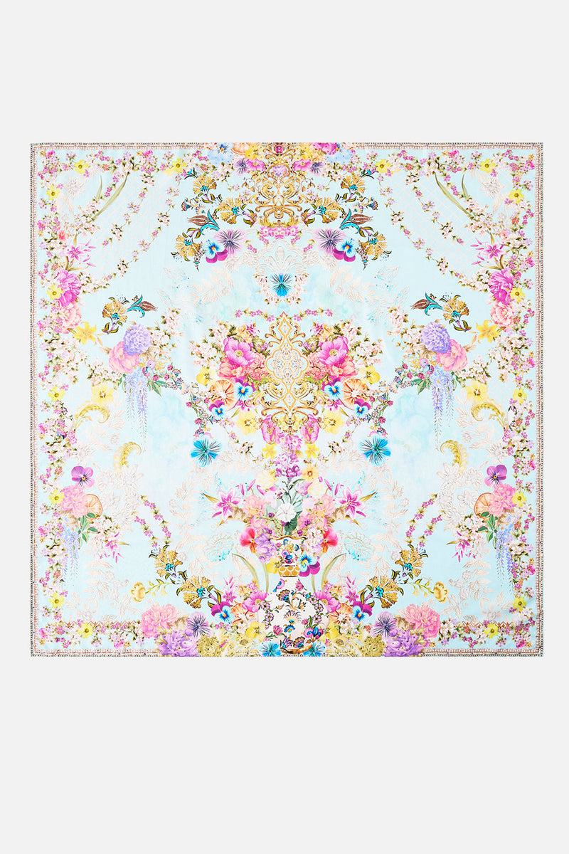 LARGE CRYSTALLED SILK SQUARE SCARF TILES DARLS