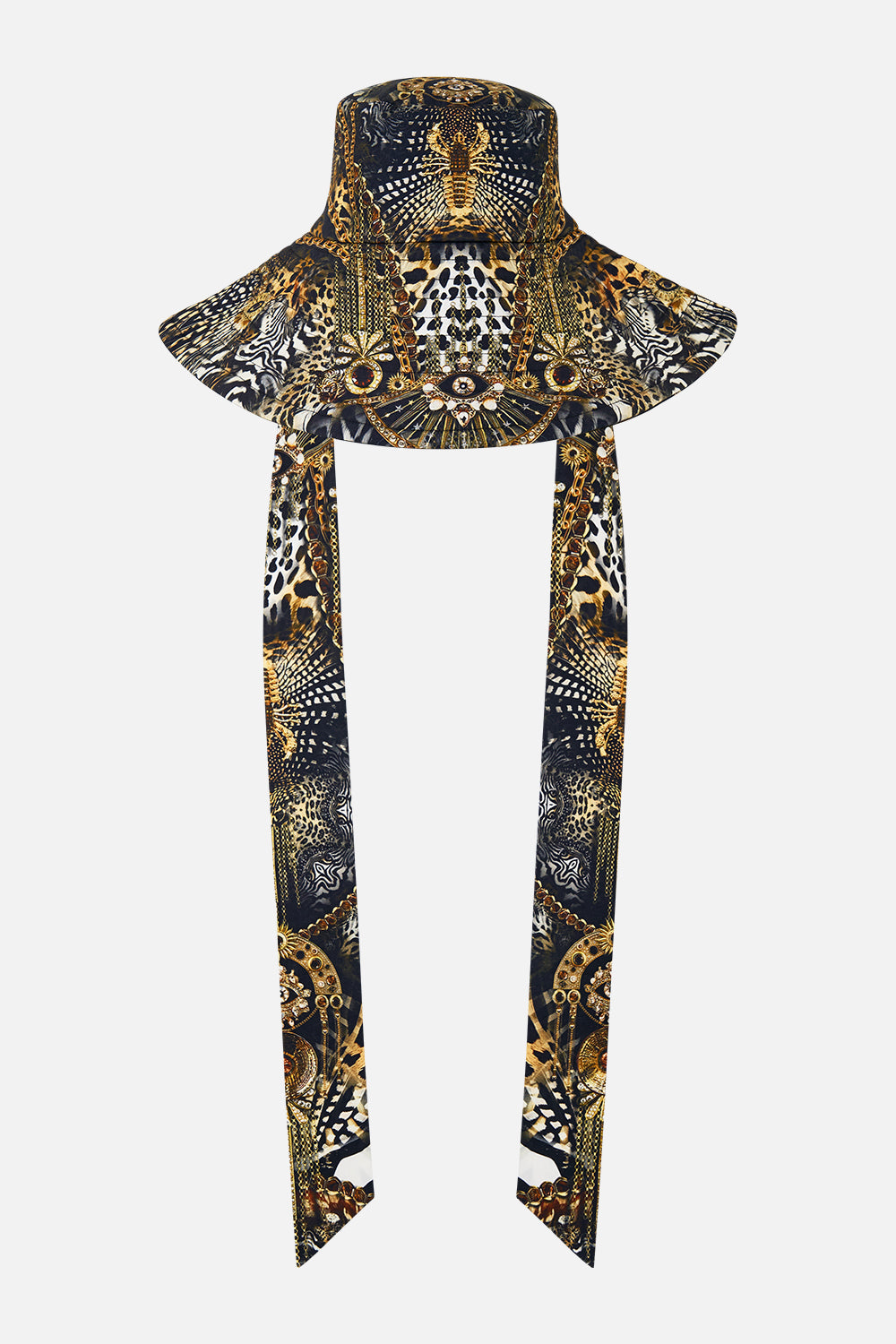 WIDE BRIM BUCKET HAT WITH TIE FELINE FOLKLORE