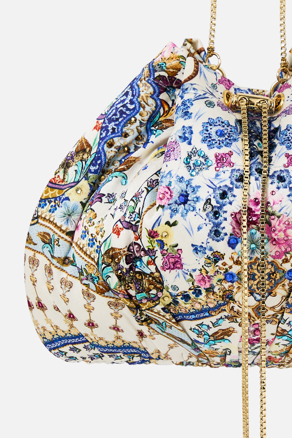 DRAWSTRING POUCH BAG WITH CHAIN STRAP ALL ABOUT THAT LACE