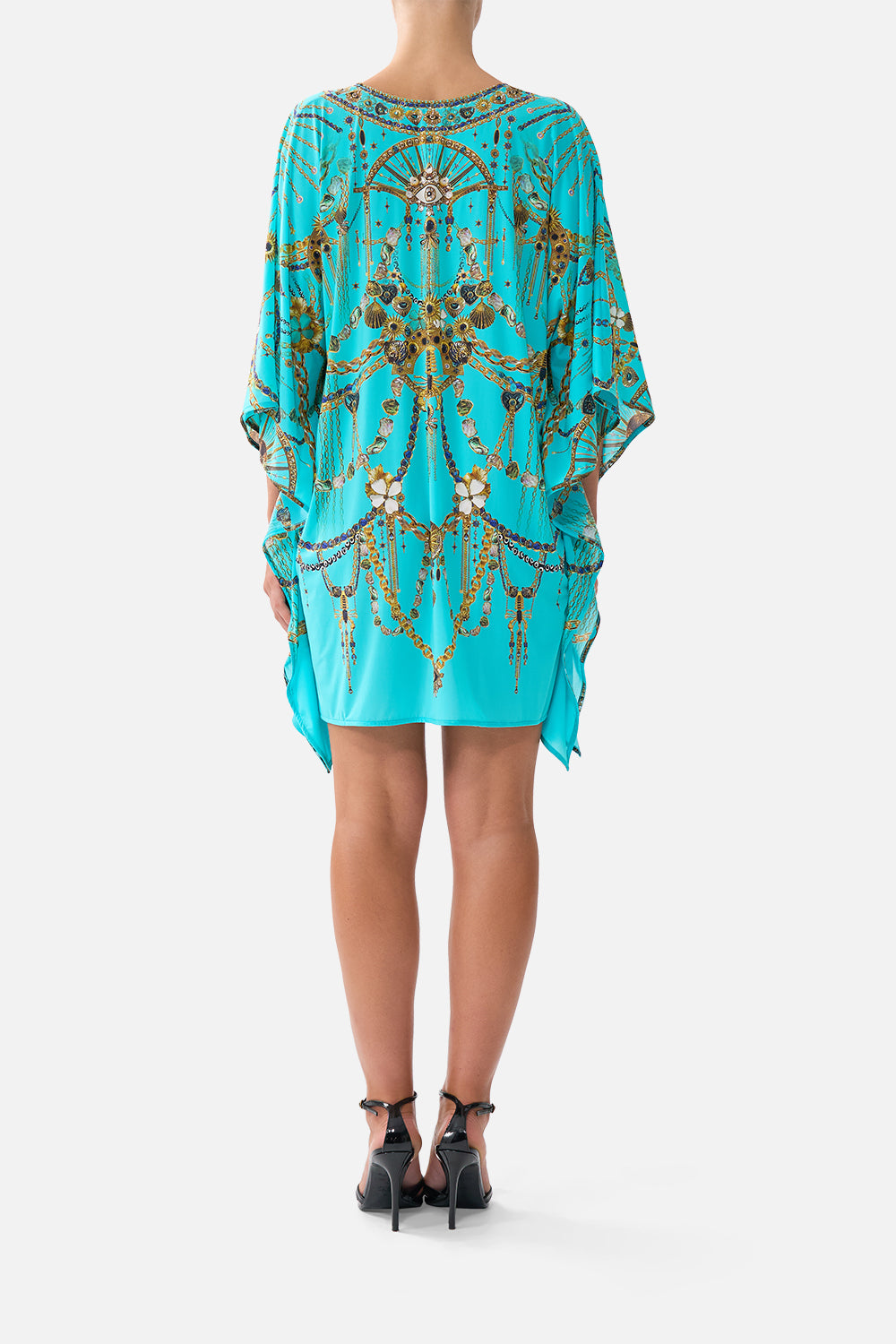 SHORT V NECK KAFTAN WITH RING FRONT TRIM TOTEMS AND TREASURES