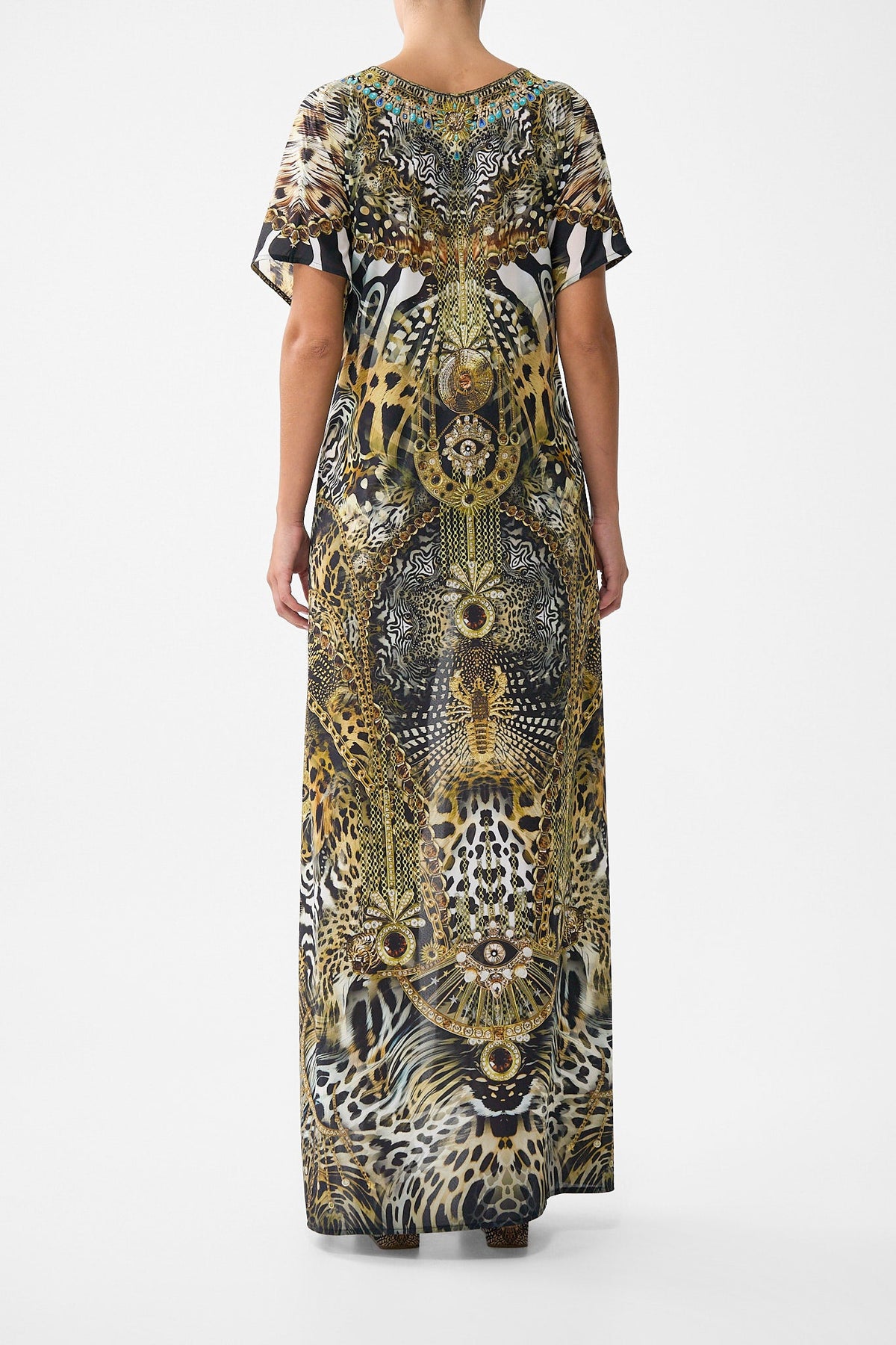 FRONT SPLIT BEACH MAXI DRESS WITH CHAIN FELINE FOLKLORE