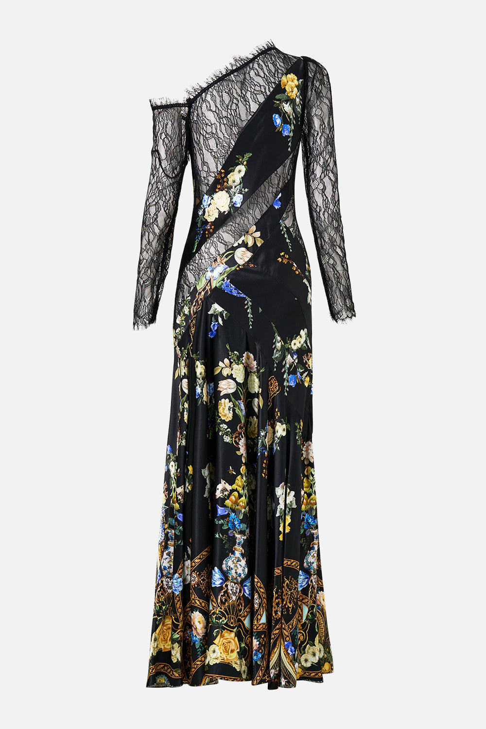 LACE SPLICE ONE SHOULDER DRESS OTTOMAN ELEGANCE