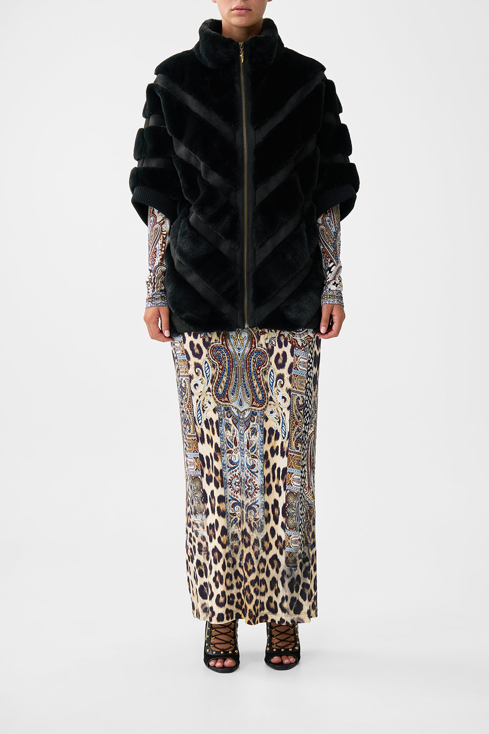 FAUX FUR SHORT SLEEVE SLOUCH JACKET ISTANBUL ANIMALIA