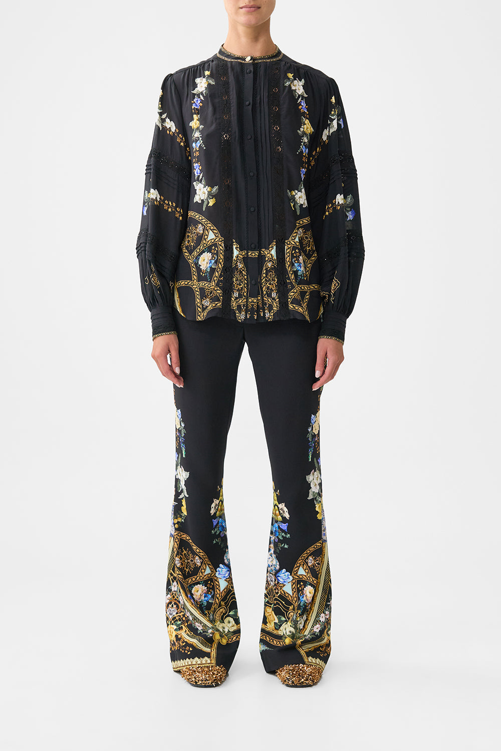 BLOUSON SLEEVE BLOUSE WITH YOKE OTTOMAN ELEGANCE