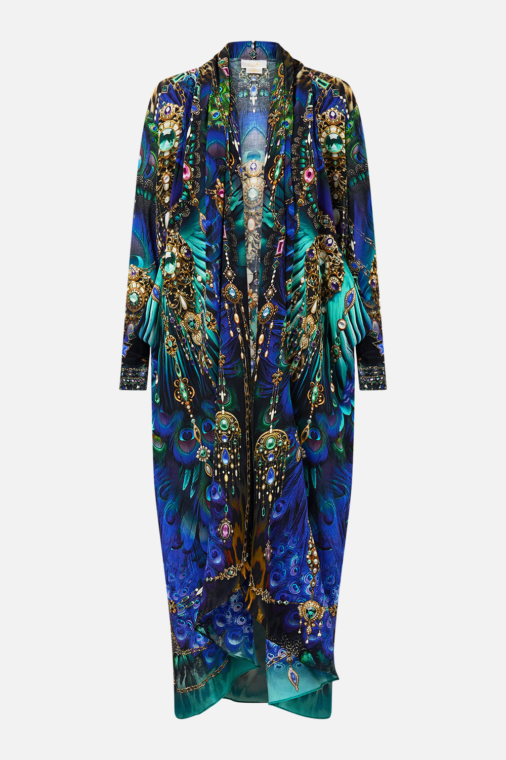 The CAMILLA Long Casual Jacket With Pockets in our Dominican Decadence print.