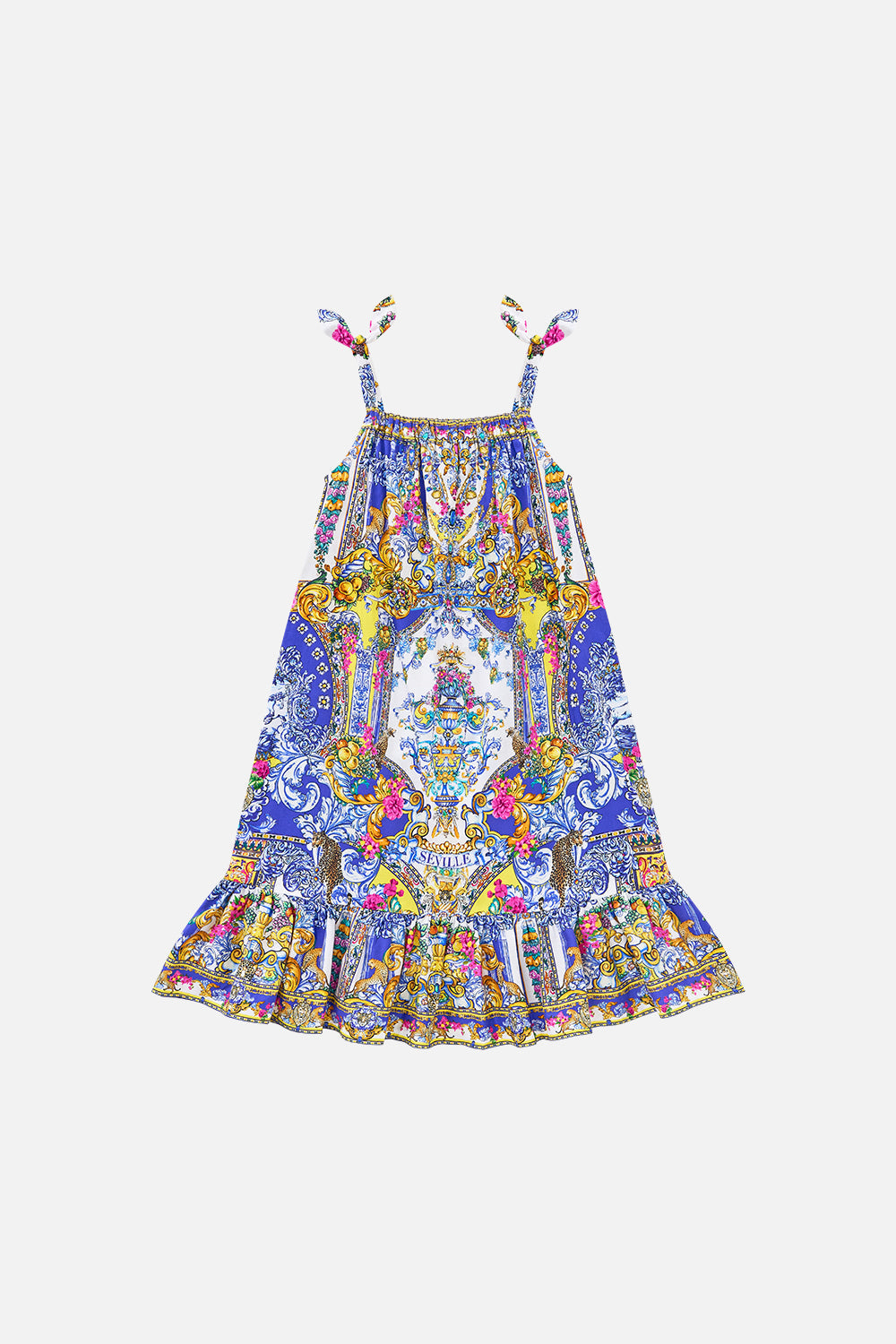 KIDS DRAWSTRING MAXI DRESS WITH BOW STRAPS ESPAÑA NIRVANA