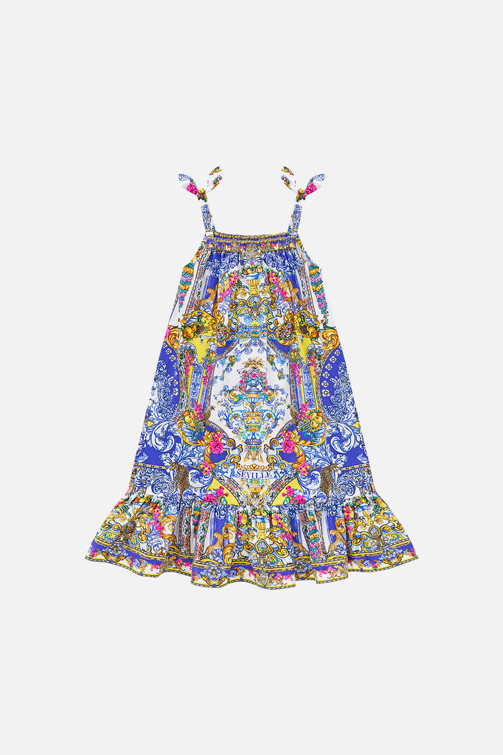 KIDS DRAWSTRING MAXI DRESS WITH BOW STRAPS ESPAÑA NIRVANA