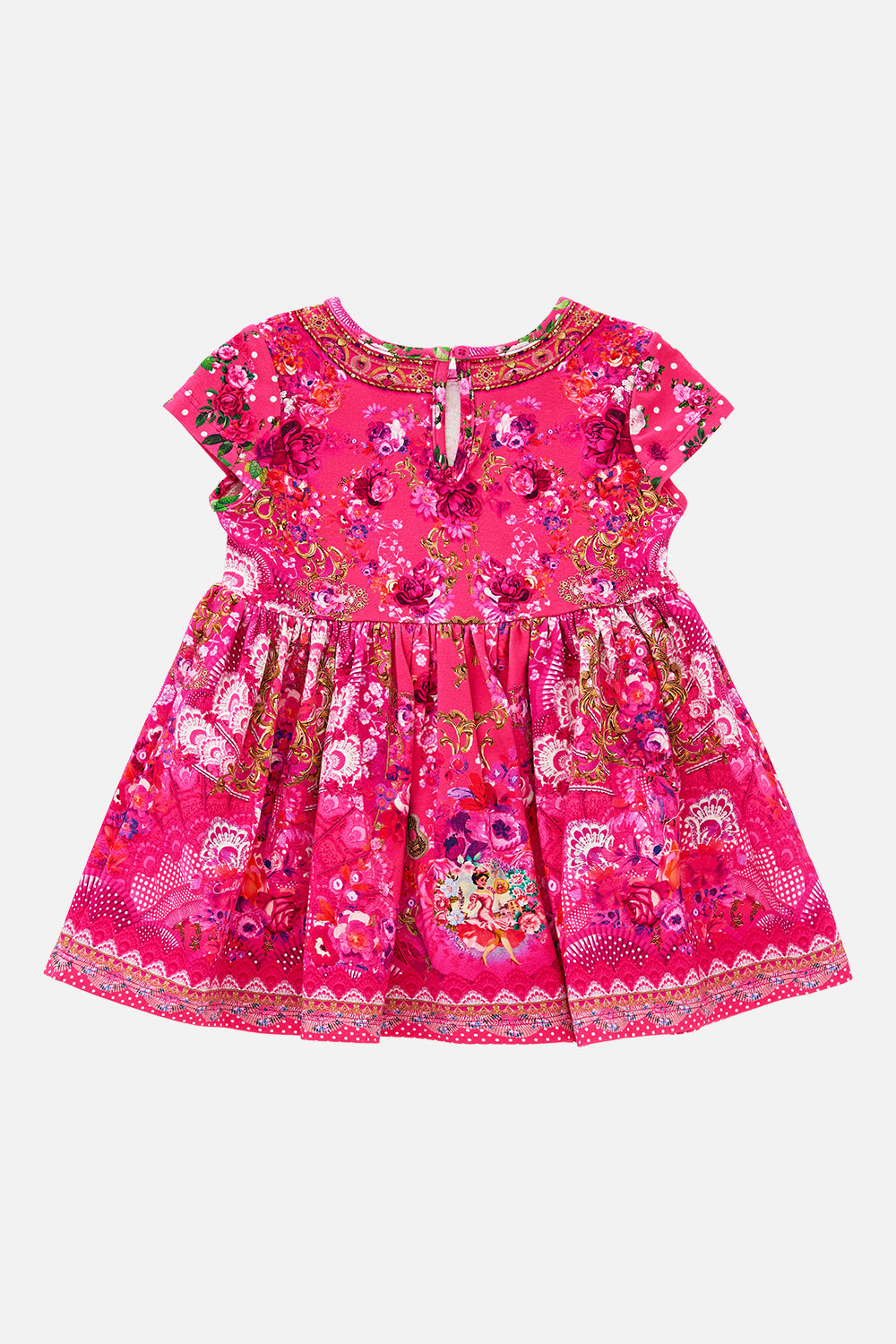 BABIES TEE DRESS WITH GATHERED SKIRT FLAMENCO ROSE