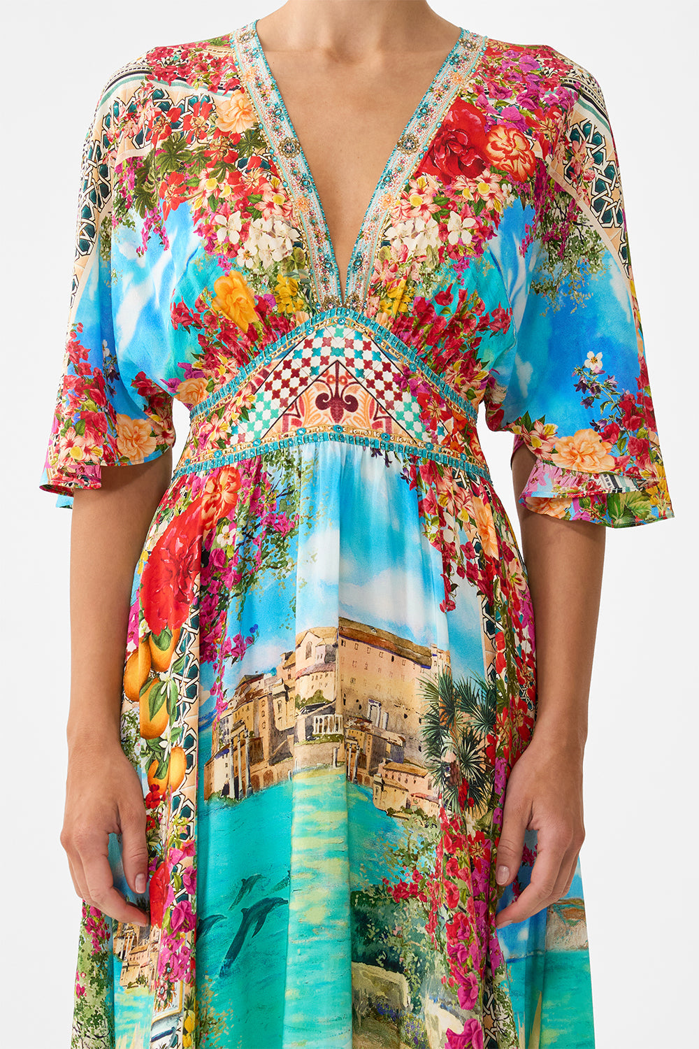 WAISTED DRESS WITH HEM RUFFLE MEET ME IN MALLORCA