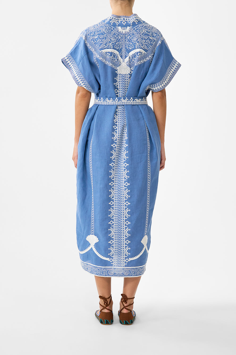 SHORT SLEEVE KAFTAN WITH TIE WAIST DE NADA GRANADA