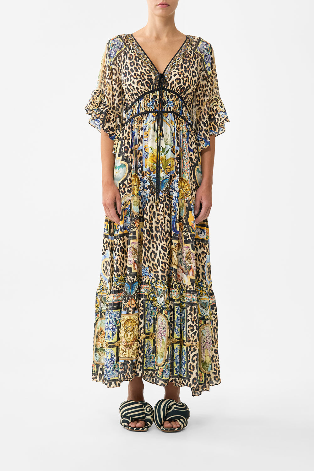 RUFFLE SLEEVE LONG DRESS SEVILLIAN STYLE