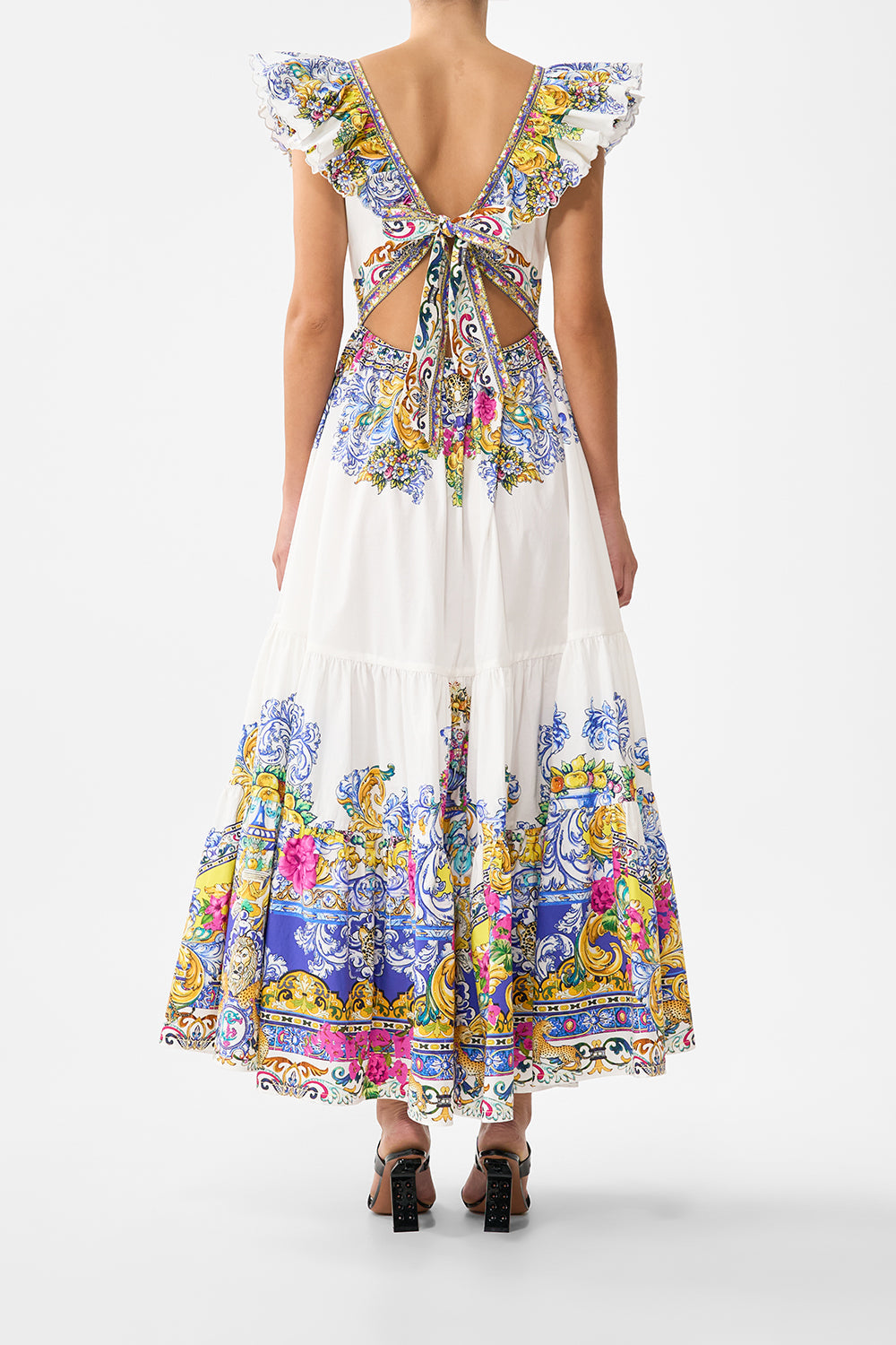 TIERED DRESS WITH NECK FRILL MILLA IN SEVILLA