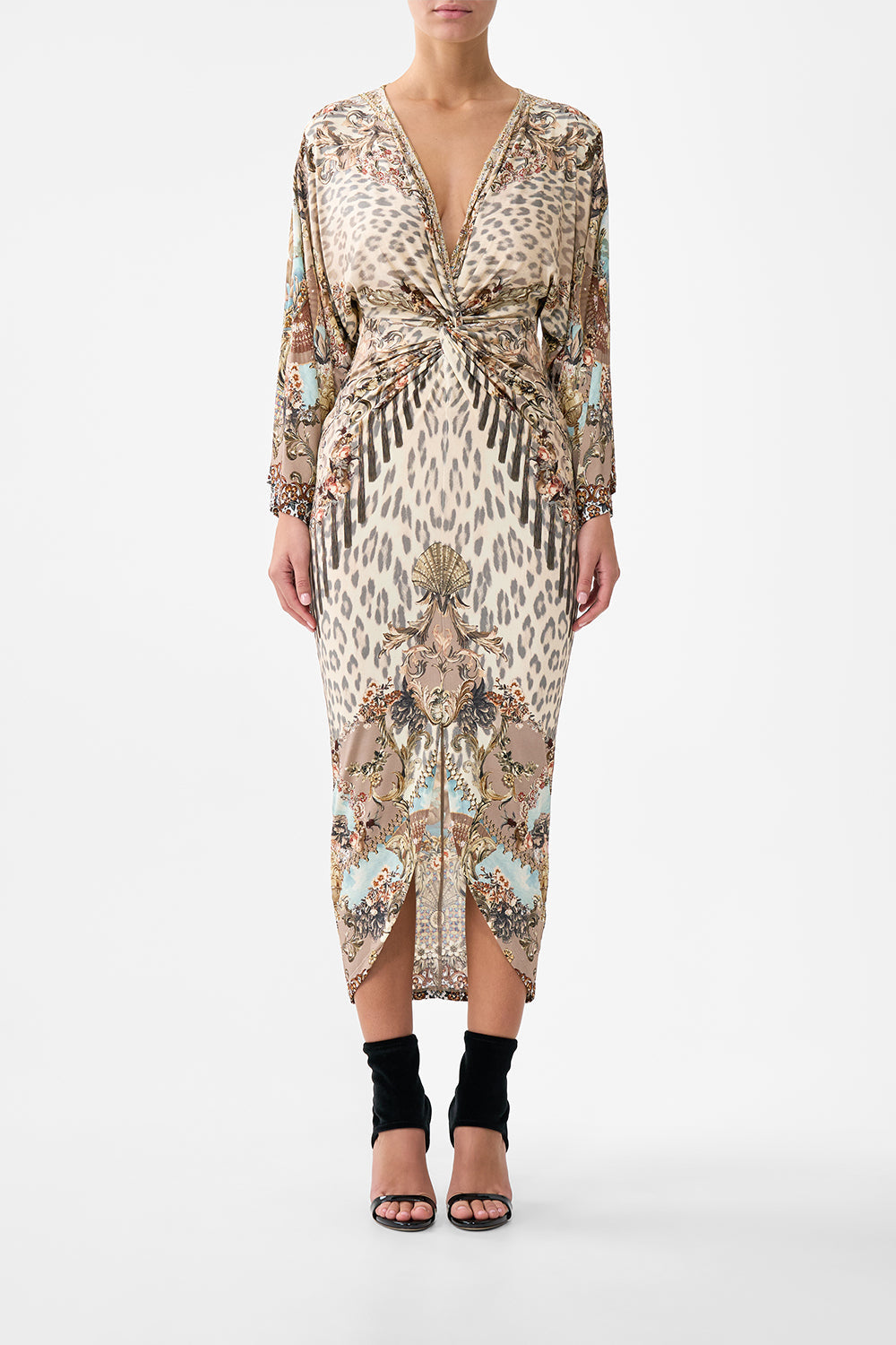 LONG SPLIT FRONT TWIST DRESS ARANJUEZ ANIMALIA