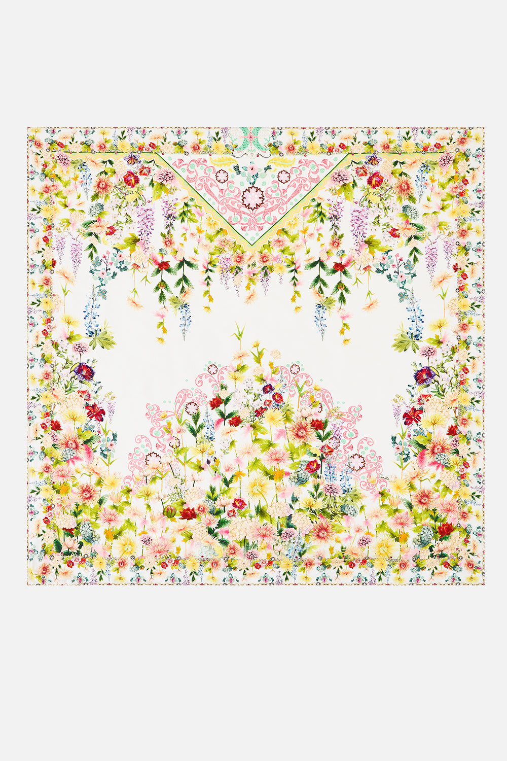 LARGE CRYSTALLED SILK SQUARE SCARF THE CALL OF CATALONIA