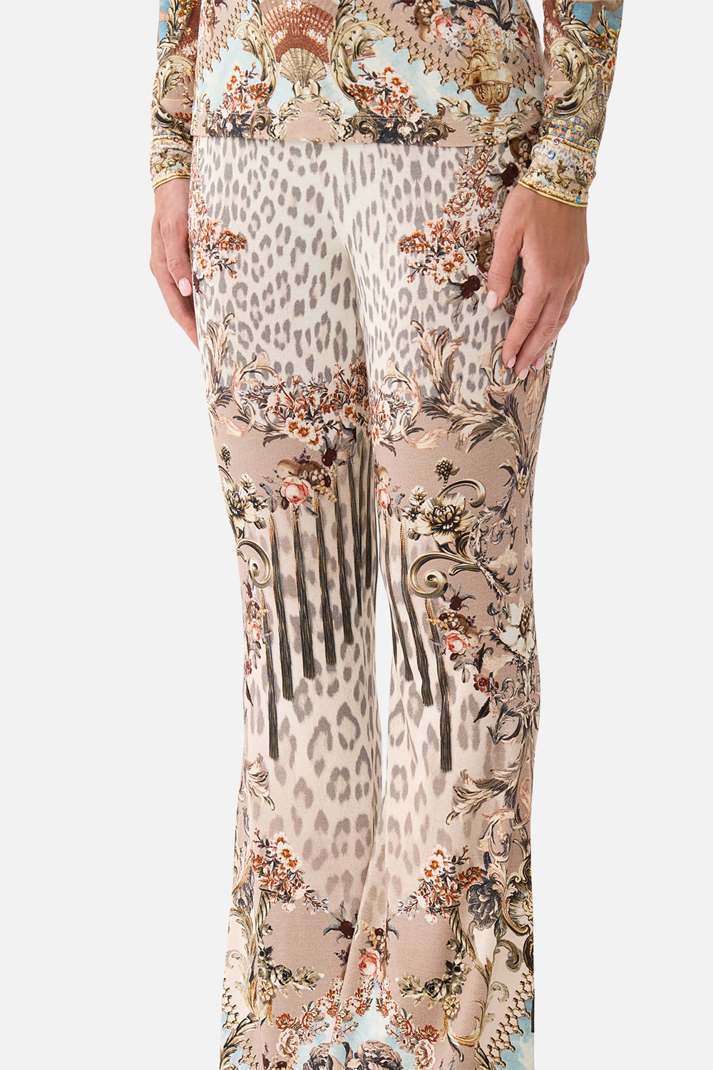 HIGH WAISTED FLARED TROUSER ARANJUEZ ANIMALIA