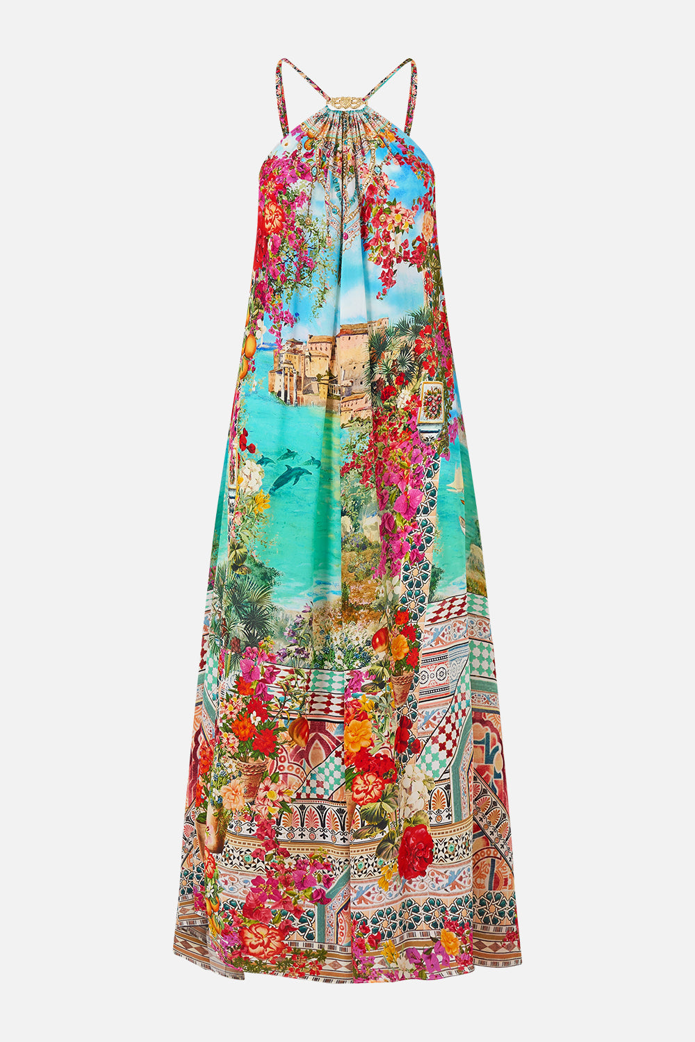 GATHER NECK HARDWARE MAXI DRESS MEET ME IN MALLORCA